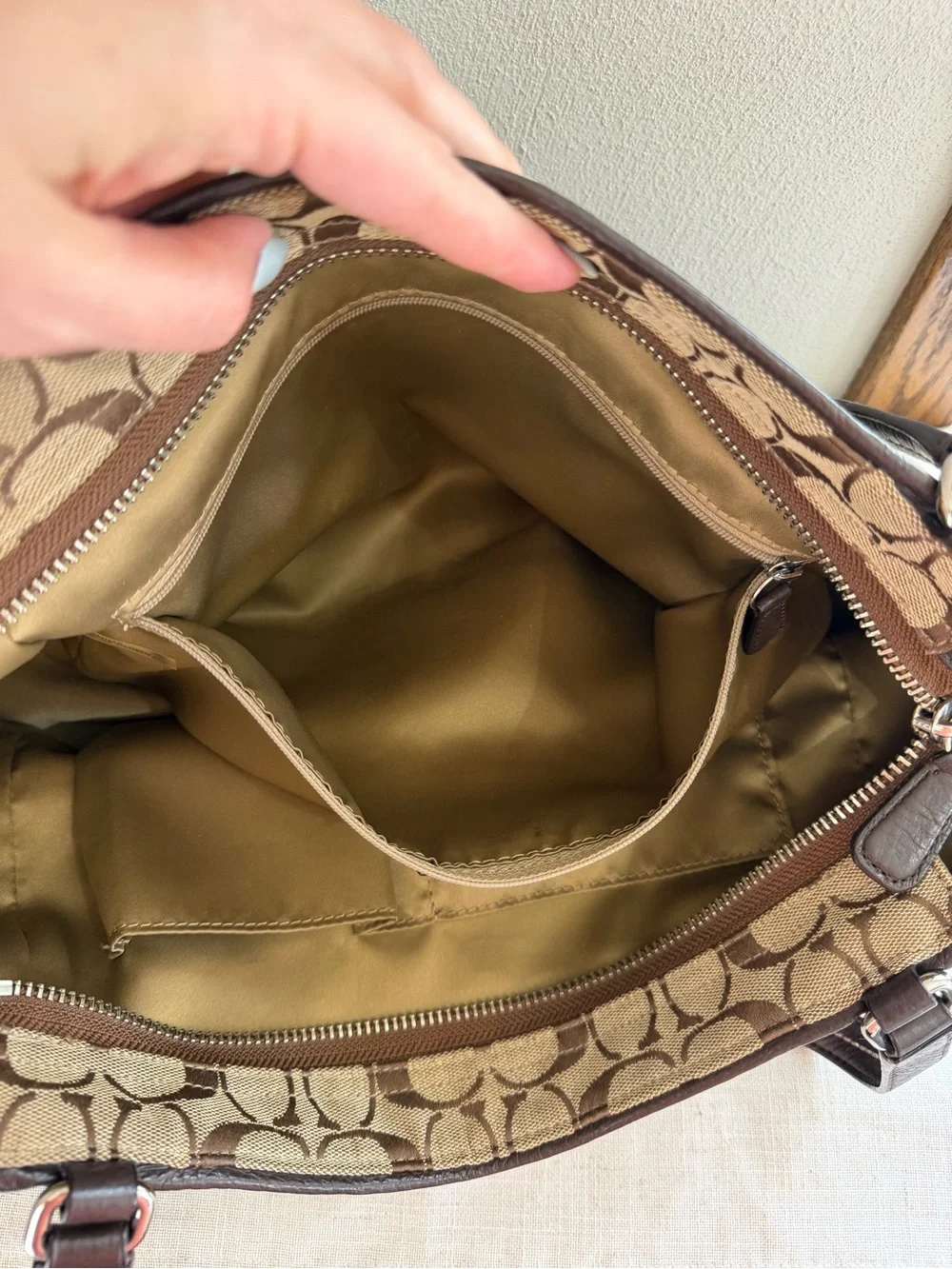 Coach Brown Signature Carrie Leather Tote - Picture 12 of 15